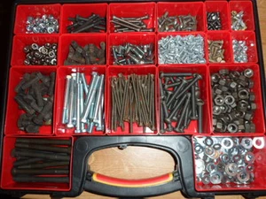 WHITWORTH / UNC SET/BOLT/NUT/SCREW ASSORTMENT, 3/16" TO 3/8", OVER 1200 PIECES! - Picture 1 of 1