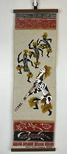Vintage Joneff Australia Tapestry Wall Hanging Aboriginal Dancing 29 x 9 Scroll - Picture 1 of 7