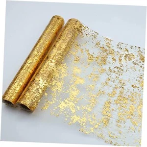 2 Pieces Table Runner, Sequin Glitter Foil Metallic Thin Mesh Table 9FTx2 Gold - Picture 1 of 7