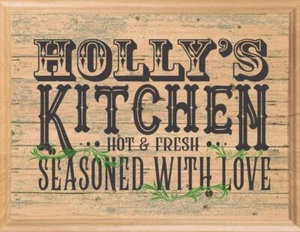 PERSONALIZED Kitchen Sign Wall Art Gift Rustic Seasoned With Love Design - Picture 1 of 8