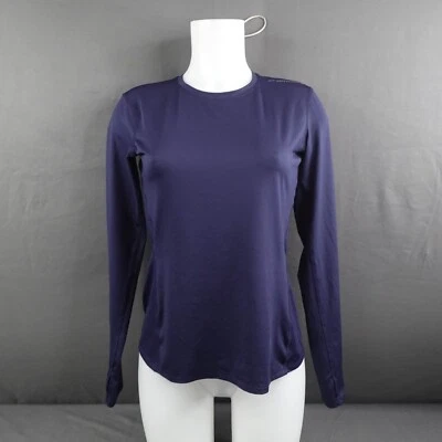 Brooks Womens Top Small Blue Athletic Performance Gym Run Thumbholes Crossfit - Image 1 of 4
