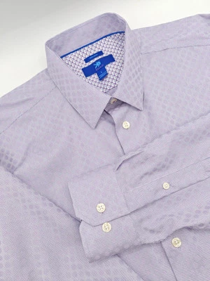 🇺🇲 New Egara 100% Cotton Non-iron Shirt L 16.5x35 Purple Geometric - Image 1 of 4