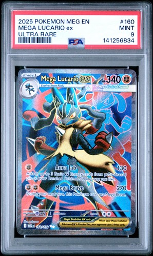 2025 Pokemon Mega Evolutions Mega Lucario EX Ultra Rare #160 PSA 9