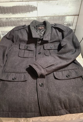 Giacca cappotto Michael Kors misto lana trapuntato foderato nero pieno bottoni ~ taglia media