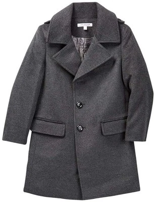Isaac Mizrahi Boy’s Single Breasted Wool Overcoat with Epaulets - Colors - Image 1 of 4