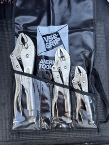Rare Vise Grip USA American Tool 3pc Locking Plier Rollup Pouch 5WR 7WR 10WR Nos - Picture 1 of 15