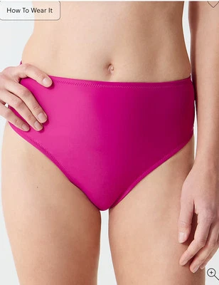 J. Crew 全新带标签女式高腰全覆盖比基尼底部粉色 M 码 Hallie — 第 1/4 张图片