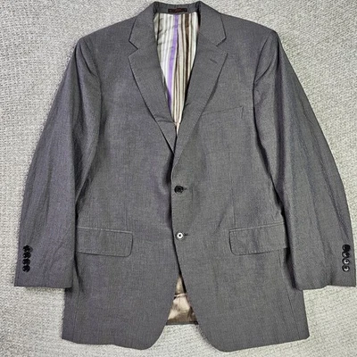 Etro Milano Italy Mens 42R Seersucker Gray Sport Jacket Blazer Jacket Cotton  - Image 1 of 4