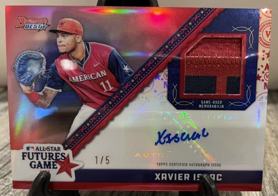2024 Bowman's Best Xavier Isaac Auto Relic Red #1/5 Futures Game FGAA-X1 Rays - Image 1 of 2