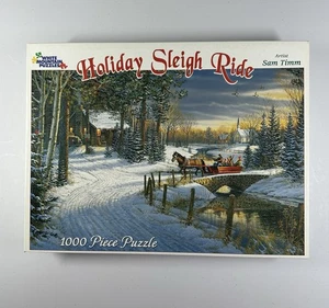 White Mountain Puzzle Holiday Schlittenfahrt 1000 Teile größere Teile 2003 gebraucht - Bild 1 von 4