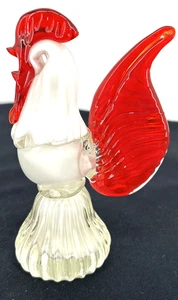 Art Glass Rooster Red White 5.5" Handcrafted Vintage - Picture 1 of 6