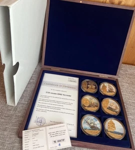 HMS Victory 250th Anniversary Cu Gold Plated Pad Print Collection 2014 6x 50mm - Picture 1 of 12
