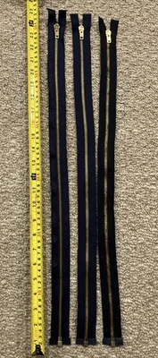 Lenzip VTG Brass Zippers 24” L x 1” W Navy Open End Lot of 3 - Image 1 of 4