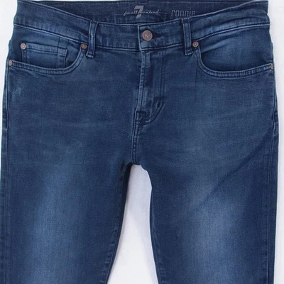 Hombres 7 for All Mankind RONNIE Ajustado Pitillo Elástico Azul Jeans W31 L32 - Imagen 1 de 4