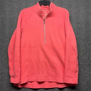 Tommy Bahama Mens Medium M Coral Pink 1/4 Zip Pullover Sweater - Picture 1 of 7