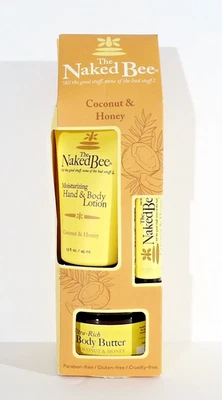 The Naked Bee COCONUT & HONEY 3 Pc Gift Set - Hand Lotion, Lip Balm, Body Butter - Image 1 of 2