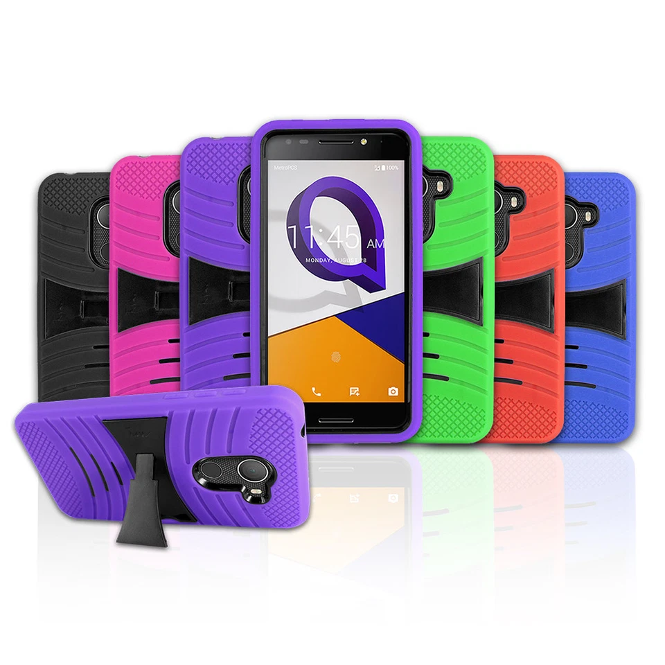 For Metro Alcatel A30 FIERCE /5049 Armor Rugged Hybrid Kickstand Cover Case - Image 1 of 1