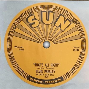 Elvis Presley. Record Label vinyl sticker. That's All Right. Sun Records Memphis - Picture 1 of 28