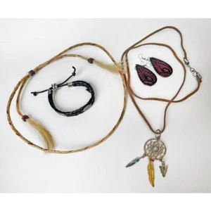 Lote de 4 collares de cuero atrapasueños Southwest Jewelry cabello caballo atrapasueños - Imagen 1 de 5