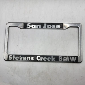 San Jose Stevens Creek BMW Silver Plastic License Plate Frame Front Or Rear - Picture 1 of 2