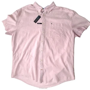 Tommy Hilfiger Men's Size 3XL Solid Cotton Linen Short Sleeve Shirt MSRP $69.50 - Picture 1 of 10