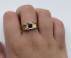 14k Solid Yellow Gold Sapphire Signet Ring