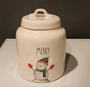 Rae Dunn Merry Snowman Cookie Jar Canister Artisan Collection by Magenta 213 - Picture 1 of 9