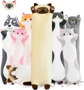 Long Cat Plush Pillow, 19.6In Cute Yellow Cat Plushie Stuffed Animals Body Pillo - Picture 1 of 6