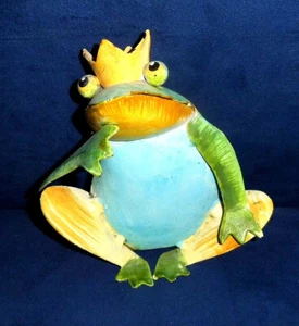 Froschkönig Blechfigur - Deko - "Der Denker" - 12cm H - 12cm B - Metallfrosch - Bild 1 von 3