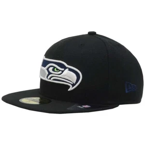 Seattle Seahawks New Era 5950 Fitted Hat - Black - Picture 1 of 1