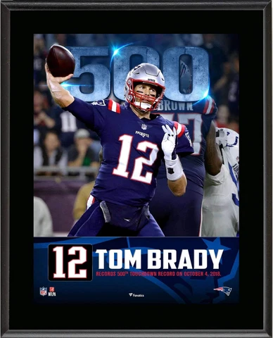 Tom Brady New England Patriots 10.5" x 13" 500th TD Milestone Sublimated Plaque Cover