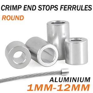 1mm-12mm Round Aluminium Crimp End Stops Ferrules For Stainless Steel Wire Rope - Picture 1 of 19