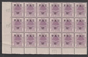 O.F.S./O.V.S. SG # 113a sheet of 18 with varieteis s.a. NO DOT vf MNH - Picture 1 of 1