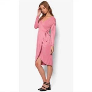 TOPSHOP Rose Colored Midi Long Sleeve Wrap Dress Women’s 4 Romantic Feminine - Picture 1 of 10