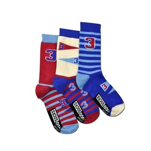 United Oddsocks Varsity Trio Mis-Matched Bright Stripes Blue UK 12-6 Boys Socks - Picture 1 of 1