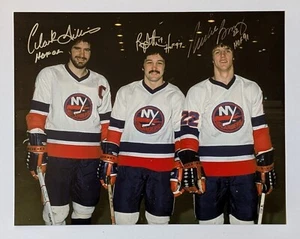 N.Y. Islanders HOF'ers Bossy/Trottier/Gillies Autographed 11x14 Photo - Picture 1 of 4