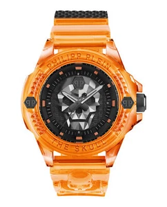 Philipp Plein Mens Orange 44mm Strap Fashion Watch - Picture 1 of 5