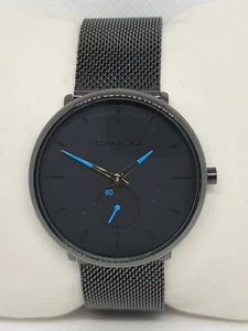 Mens CRRJU Round Stainless Black Ultra Thin Business Mesh Band Analog Watch E5 - Picture 1 of 9