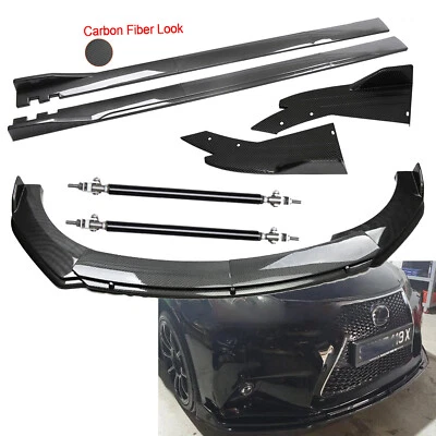 Carbon Fiber Front Bumper Lip Spoiler For Lexus RX350 RX350L Side Skirt Body Kit - Image 1 of 4
