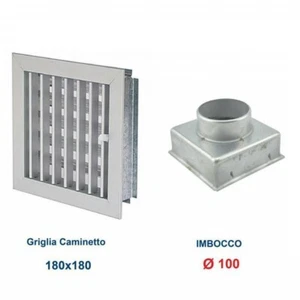 Griglia Bocchetta 18x18cm Diam.100mm Alluminio con Adattatore per Camino - Imagen 1 de 5