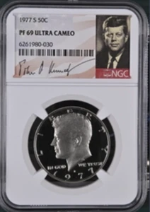 1977 S Kennedy Half Dollar John F Kennedy Signature label NGC PF69 Ultra Cameo - Picture 1 of 2