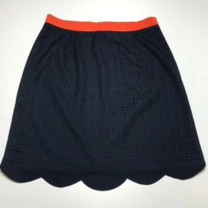 Pixley Skirt Womens Size M Laser Cut Top Layer Fully Lined Navy Orange Accent - Picture 1 of 12