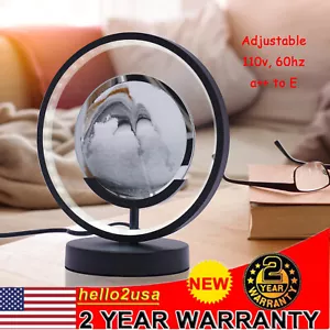 Round LED 3D Lamp Dimmable Desktop Moving Sand Art Picture Light Adjustable - Picture 1 of 12