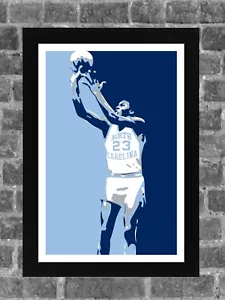Tacones de alquitrán de Carolina del Norte Michael Jordan retrato estampado deportivo arte 11x17 - Imagen 1 de 2