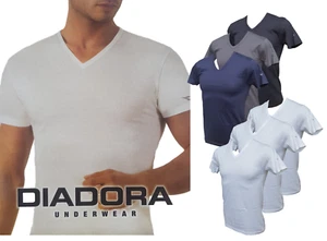 T-Shirt uomo 3 pezzi maglietta manica corta scollo V in 100% Cotone DIADORA 6068 - Foto 1 di 11