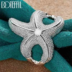 DOTEFFIL 925 Plata Esterlina Gran Anillo Estrella de Mar Moda Fiesta Dije Joyería - Imagen 1 de 7