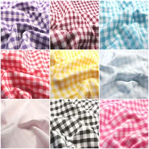 Gingham Polycotton Fabric 1/4" 1/8" Checked Material Plaid Gingham Dress Fabric - Picture 1 of 16