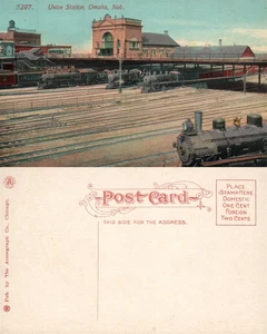 OMAHA NE BAHNHOF ANTIKE POSTKARTE EISENBAHNDEPOT - Bild 1 von 1