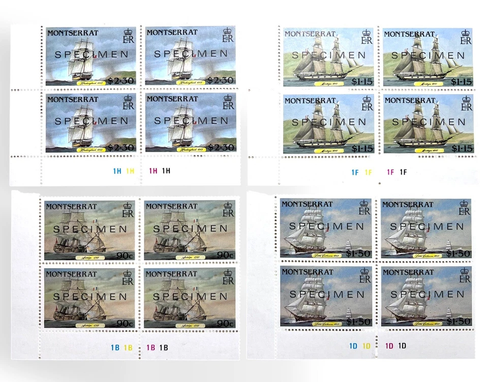 BULK LOT x16 Decimal Stamps UNUSED Montserrat 1986 Postal Sailing Ships MNH - Image 1 of 4