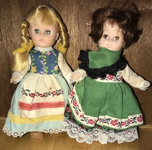 Vtg 1972 Vogue 9” Ginny Doll With Sleep Eyes And Blonde Hair and Brunette Doll - Picture 1 of 12
